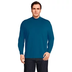 Big & Tall Lands' End Super-T Classic-Fit Mock Turtleneck -Outdoor Clothing Sales 5247879 Evening Blue