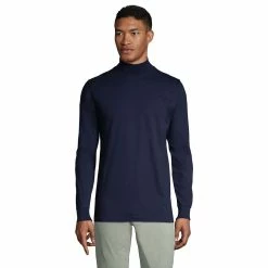 Big & Tall Lands' End Super-T Classic-Fit Mock Turtleneck -Outdoor Clothing Sales 5247879 Radiant Navy
