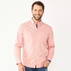 Men's Sonoma Goods For Life® Perfect Length Regular-Fit Button-Down Shirt 13 Men's Sonoma Goods For Life® Perfect Length Regular-Fit Button-Down Shirt -Outdoor Clothing Sales 5261073 Pink Triangle Geo