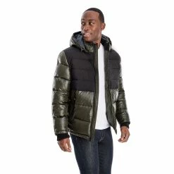 Men's TOWER by London Fog Colorblock Quilted Hooded Puffer Coat -Outdoor Clothing Sales 5301223 Multi