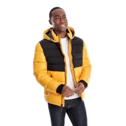 Men's TOWER by London Fog Colorblock Quilted Hooded Puffer Coat -Outdoor Clothing Sales 5301223 Yellow