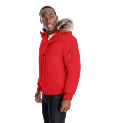 Men's London Fog Short Snorkel Hooded Bomber Jacket -Outdoor Clothing Sales 5301225 Red