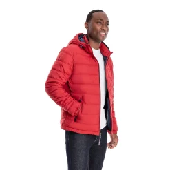 Men's London Fog Hooded Puffer Jacket -Outdoor Clothing Sales 5301226 Red