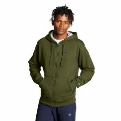 Men's Champion® Fleece Powerblend Zip-Up Hoodie -Outdoor Clothing Sales 5324456 Cargo Olive