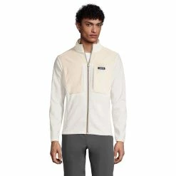 Big & Tall Lands' End Colorblock Grid Fleece Jacket -Outdoor Clothing Sales 5340903 Beig