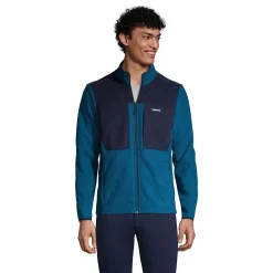 Big & Tall Lands' End Colorblock Grid Fleece Jacket -Outdoor Clothing Sales 5340903 Blue