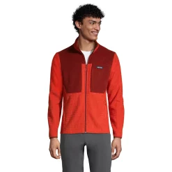 Big & Tall Lands' End Colorblock Grid Fleece Jacket -Outdoor Clothing Sales 5340903 Orange