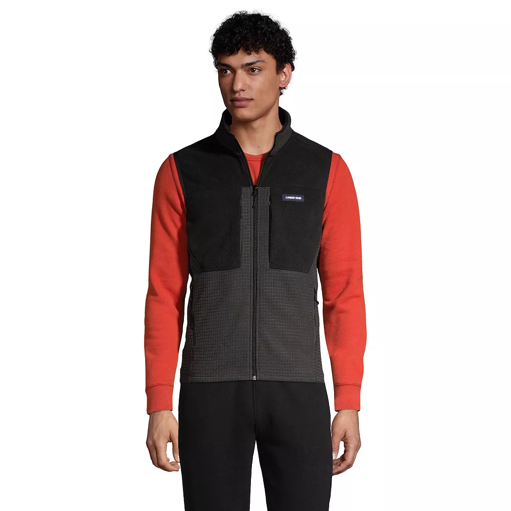 Big & Tall Lands' End Colorblock Grid Fleece Vest 5 Big & Tall Lands' End Colorblock Grid Fleece Vest - Image 3