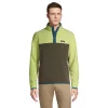 Big & Tall Lands' End Heritage Regular-Fit Colorblock Fleece Snap-Neck Pullover Top -Outdoor Clothing Sales 5354164 Moss Lemon Lime