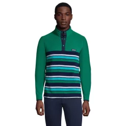Big & Tall Lands' End Heritage Relaxed-Fit Fleece Snapneck Pullover Top -Outdoor Clothing Sales 5354864 Navy Multi Stripe