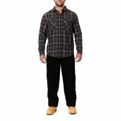 Men's Smith's Workwear Regular-Fit Plaid Two-Pocket Flannel Button-Down Shirt -Outdoor Clothing Sales 5496892 ALT6