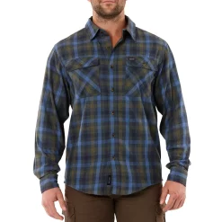 Men's Smith's Workwear Regular-Fit Plaid Two-Pocket Flannel Button-Down Shirt -Outdoor Clothing Sales 5496892 Heahter Blue