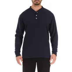 Men's Smith's Workwear Regular-Fit Sherpa Bonded Thermal Henley Pullover -Outdoor Clothing Sales 5496893 Navy