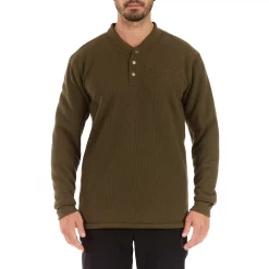 Men's Smith's Workwear Regular-Fit Sherpa Bonded Thermal Henley Pullover -Outdoor Clothing Sales 5496893 Olive