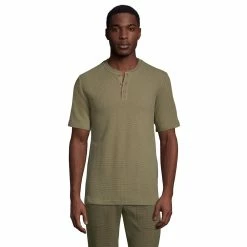 Men's Lands' End Waffle Pajama Sleep Henley 10 Men's Lands' End Waffle Pajama Sleep Henley -Outdoor Clothing Sales 5500524 Forest Moss