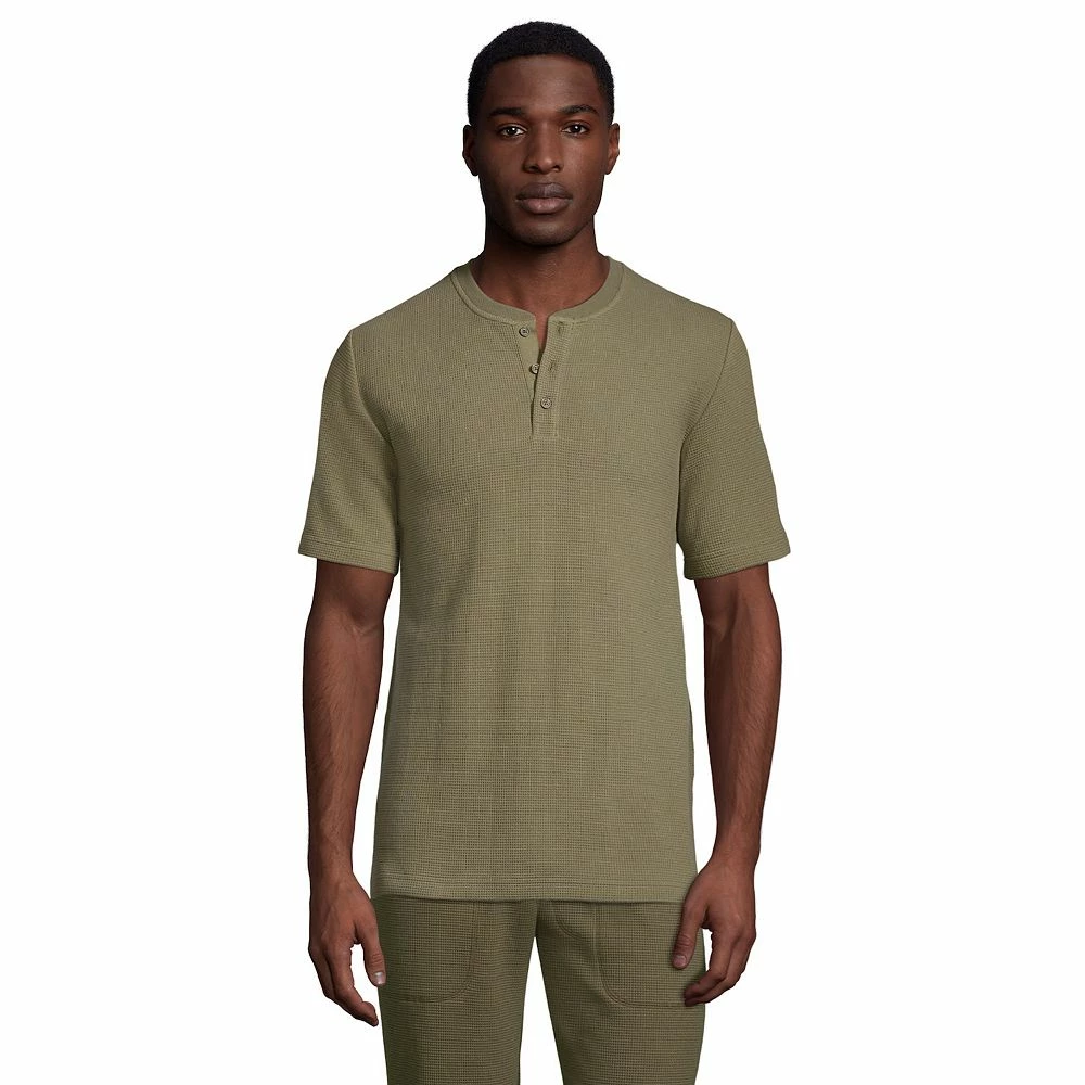 Men's Lands' End Waffle Pajama Sleep Henley 4 Men's Lands' End Waffle Pajama Sleep Henley - Image 2