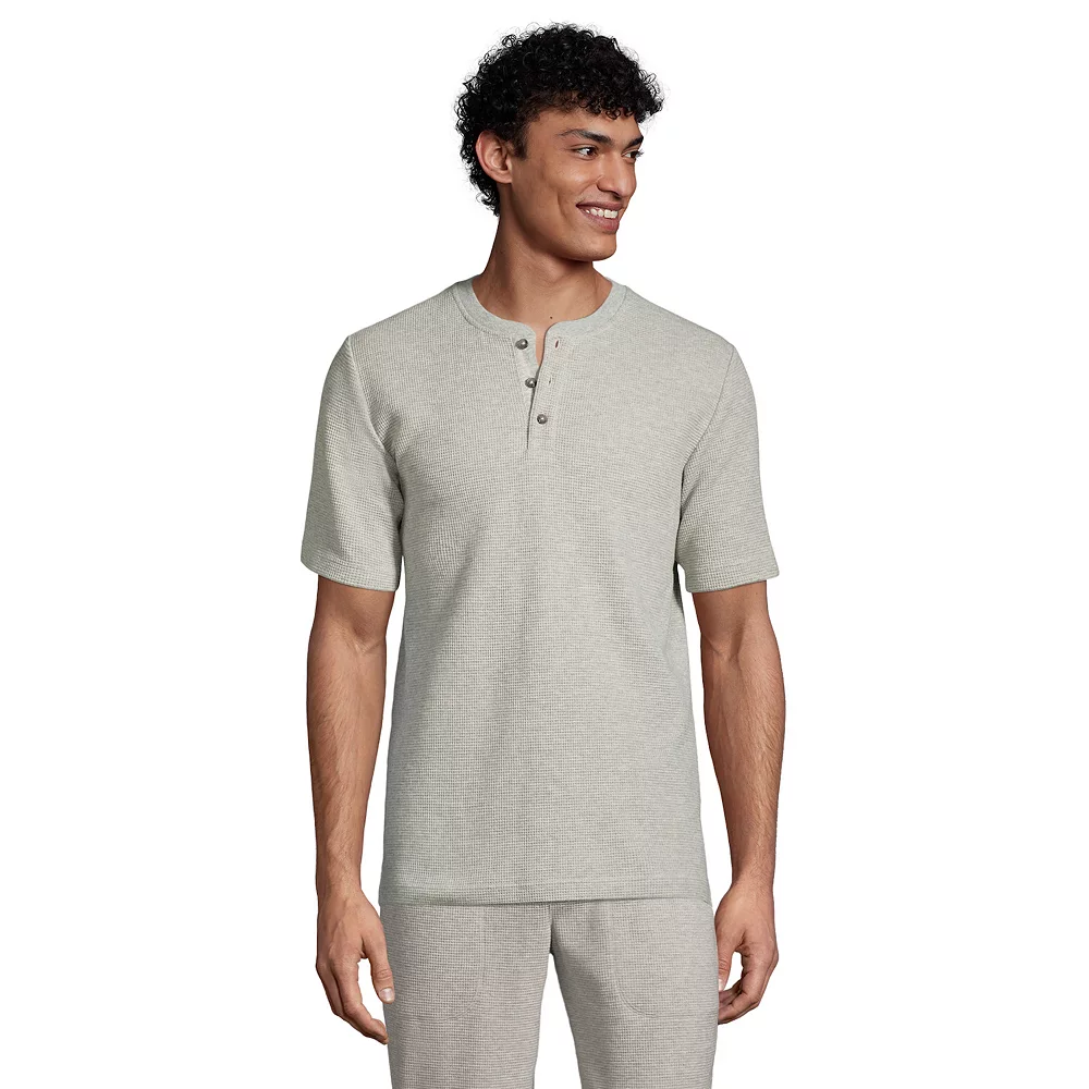 Men's Lands' End Waffle Pajama Sleep Henley 3 Men's Lands' End Waffle Pajama Sleep Henley