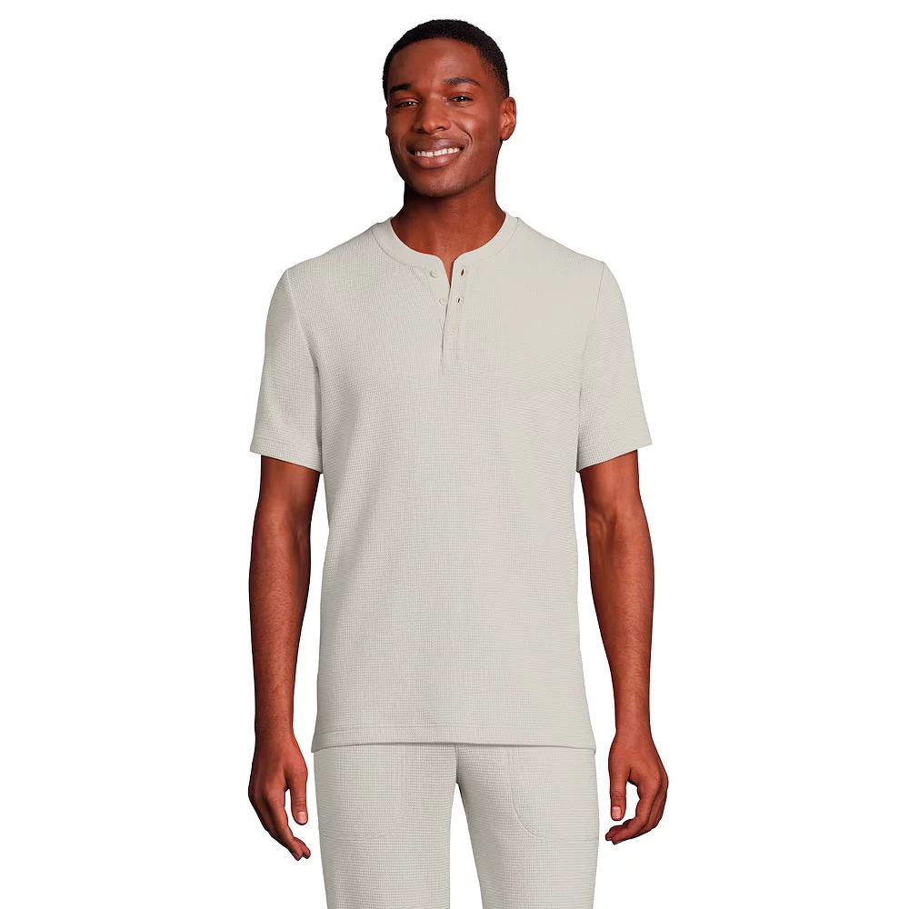 Men's Lands' End Waffle Pajama Sleep Henley 7 Men's Lands' End Waffle Pajama Sleep Henley - Image 5