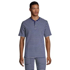 Men's Lands' End Waffle Pajama Sleep Henley 11 Men's Lands' End Waffle Pajama Sleep Henley -Outdoor Clothing Sales 5500524 Navy Ivory Stripe