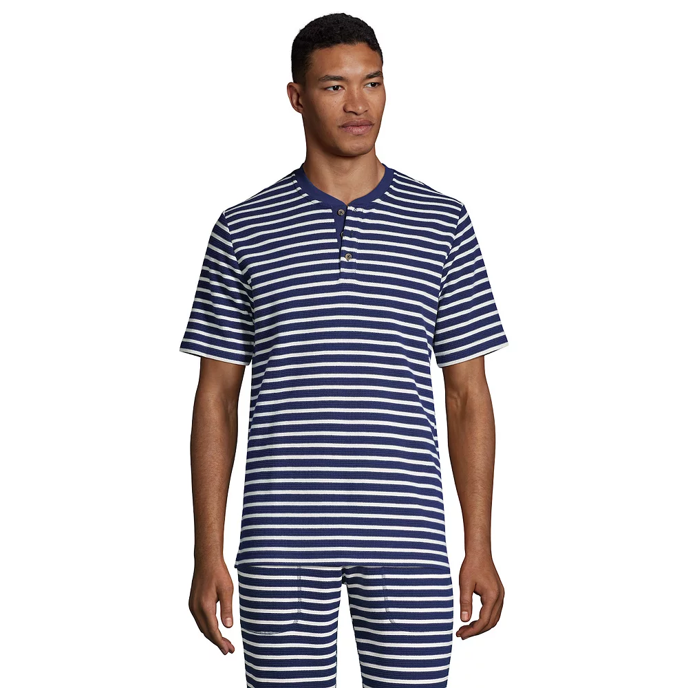 Men's Lands' End Waffle Pajama Sleep Henley 5 Men's Lands' End Waffle Pajama Sleep Henley - Image 3