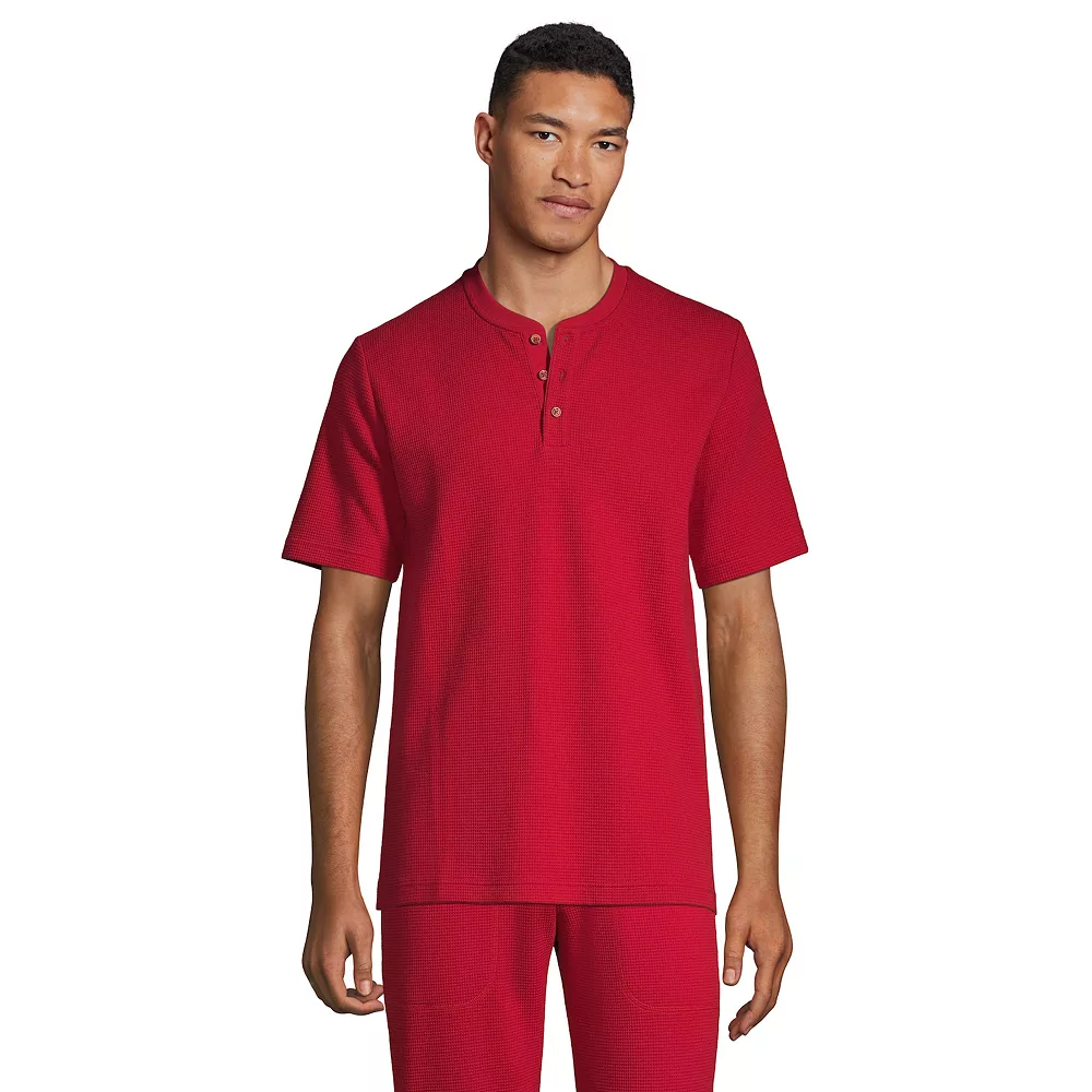 Men's Lands' End Waffle Pajama Sleep Henley 6 Men's Lands' End Waffle Pajama Sleep Henley - Image 4