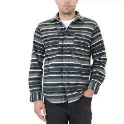 Men's Mountain and Isles Baja Stripe Regular-Fit Super-Soft Polar Fleece Button-Down Shirt -Outdoor Clothing Sales 5502667 Green Multi Stripe