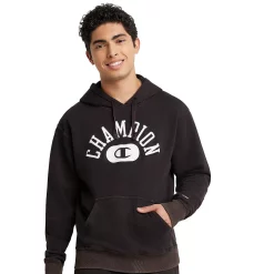 Men's Champion® Vintage Wash Varsity Fleece Hoodie -Outdoor Clothing Sales 5537009 Solar Wash Black