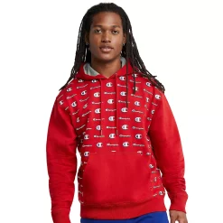 Men's Champion® Powerblend Fleece Hoodie -Outdoor Clothing Sales 5539215 Little Script Ripe Red
