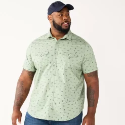 Big & Tall Sonoma Goods For Life® Button-Down Shirt -Outdoor Clothing Sales 5558950 Camping Green