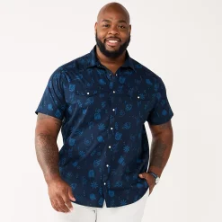 Big & Tall Sonoma Goods For Life® Button-Down Shirt -Outdoor Clothing Sales 5558950 Navy Wild West