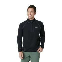 Men's Eddie Bauer Atlas Grid Quarter Zip Pullover -Outdoor Clothing Sales 5568119 Black