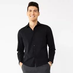 Men's Apt. 9® Slim Untucked-Fit Athleisure Tech Shirt -Outdoor Clothing Sales 5569405 Mineral Black