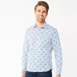 Men's Apt. 9® Slim Untucked-Fit Athleisure Tech Shirt -Outdoor Clothing Sales 5569405 Mosiac Print