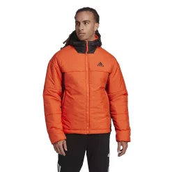 Men's adidas 3-Stripes Puffy Hooded Jacket -Outdoor Clothing Sales 5573137 Semi Impact Orange