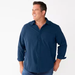 Big & Tall Apt. 9® Button-Down Tech Shirt -Outdoor Clothing Sales 5578833 Blue Beauty