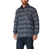 Men's Dickies Hydroshield Plaid Sherpa-Lined Flannel Shirt Jacket -Outdoor Clothing Sales 5580228 Navy Dark Denim Plaid