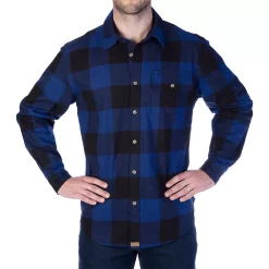 Men's Smith's Workwear Relaxed-Fit Buffalo Plaid Flannel Button-Down Shirt -Outdoor Clothing Sales 5581511 Blue Black