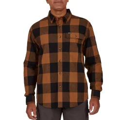 Men's Smith's Workwear Relaxed-Fit Buffalo Plaid Flannel Button-Down Shirt -Outdoor Clothing Sales 5581511 Copper Black