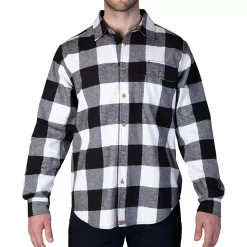 Men's Smith's Workwear Relaxed-Fit Buffalo Plaid Flannel Button-Down Shirt -Outdoor Clothing Sales 5581511 White Black