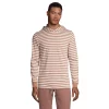 Men's Lands' End Striped Supima Hooded Pullover -Outdoor Clothing Sales 5582121 Brown White Stripe