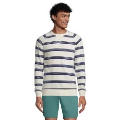 Men's Lands' End Serious Sweats French Terry Crewneck Sweatshirt -Outdoor Clothing Sales 5582142 Ivory Founder Stripe