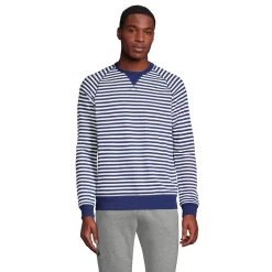 Men's Lands' End Serious Sweats French Terry Crewneck Sweatshirt -Outdoor Clothing Sales 5582142 Navy Ivory Stripe