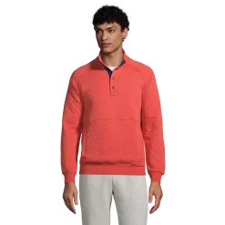 Men's Lands' End Quilted Snap-Front Mockneck Top -Outdoor Clothing Sales 5582147 Rich Papaya