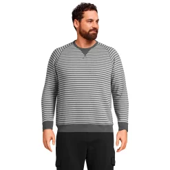 Big & Tall Lands' End Serious Sweats Striped French Terry Crewneck Sweatshirt -Outdoor Clothing Sales 5582669 Charcoal Gray Stripe
