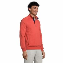 Big & Tall Lands' End Classic-Fit Quilted Snap Mockneck Pullover Top -Outdoor Clothing Sales 5583153 ALT2