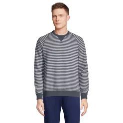 Big & Tall Lands' End French Terry Crewneck Sweatshirt -Outdoor Clothing Sales 5583156 Charcoal Gray Stripe
