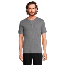 Big & Tall Lands' End Knit Rib Pajama Sleep Henley -Outdoor Clothing Sales 5584300 Charcoal Heather