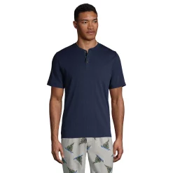 Big & Tall Lands' End Knit Rib Pajama Sleep Henley -Outdoor Clothing Sales 5584300 Radiant Navy