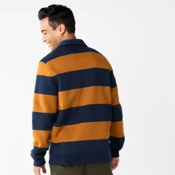 Men's Sonoma Goods For Life® Striped Fleece Rugby Pullover -Outdoor Clothing Sales 5589033 ALT