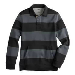 Men's Sonoma Goods For Life® Striped Fleece Rugby Pullover -Outdoor Clothing Sales 5589033 ALT2